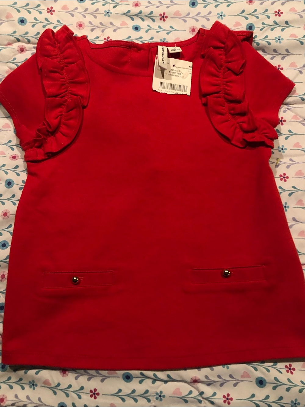 Janie & Jack Red ruffle blouse with pockets nwot 5